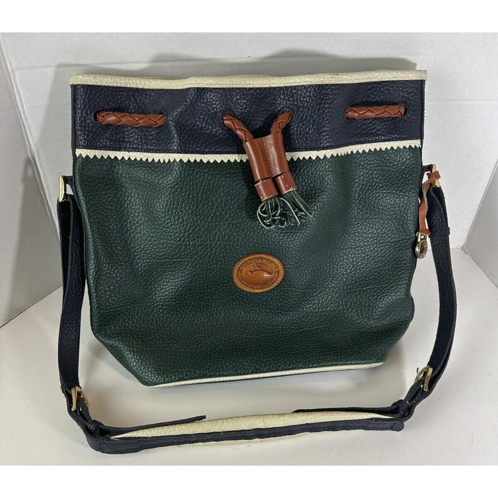 Vtg Dooney & Bourke Teton Tri-Color Drawstring Bucket Bag All Weather Leather - Picture 14 of 15